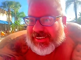 Ejaculates secretly under his lounge chair at the country club pool