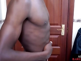 Twink african strips and jerks his dong in solo action